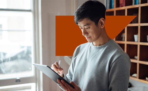 Man working on tablet