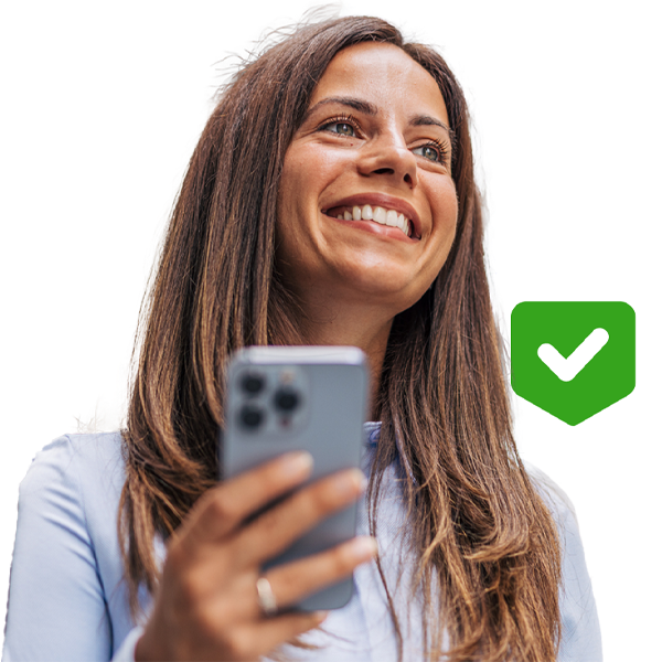 A woman happy that the message has been received