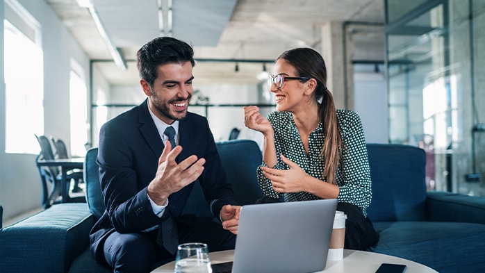 Team working on computer