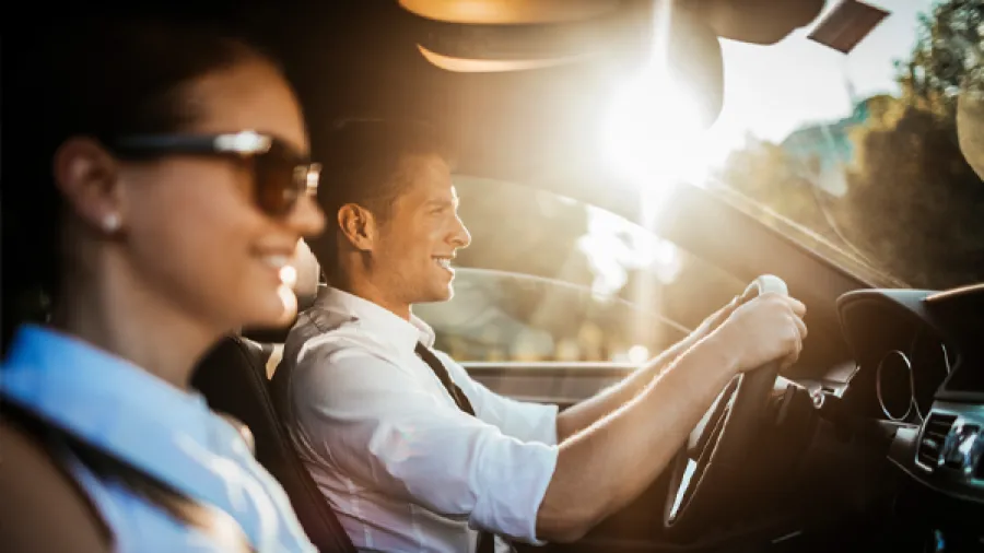 Man driving car