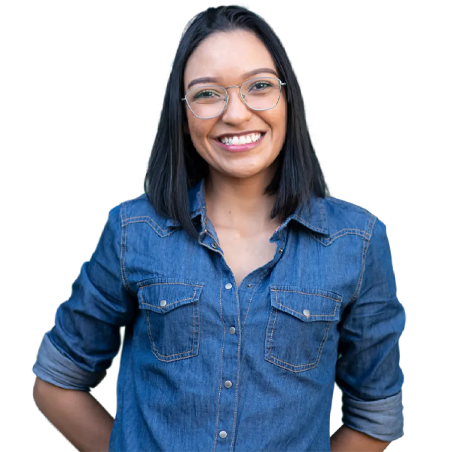 smiling woman wearing glasses