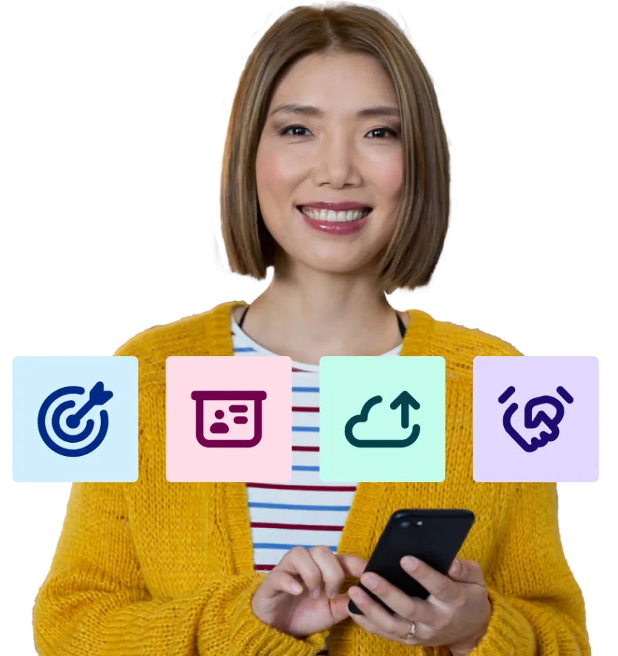 Woman with her connected apps
