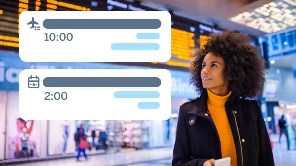 woman traveling with app open