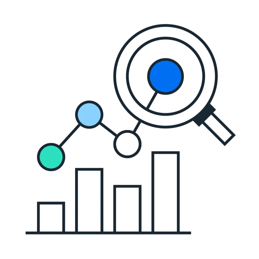 data chart with magnifying glass